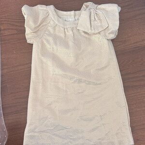 Janie and Jack Gold Dress with Bow Detail